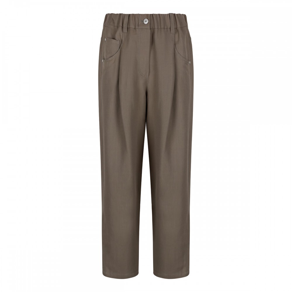 Twill baggy pants with monili