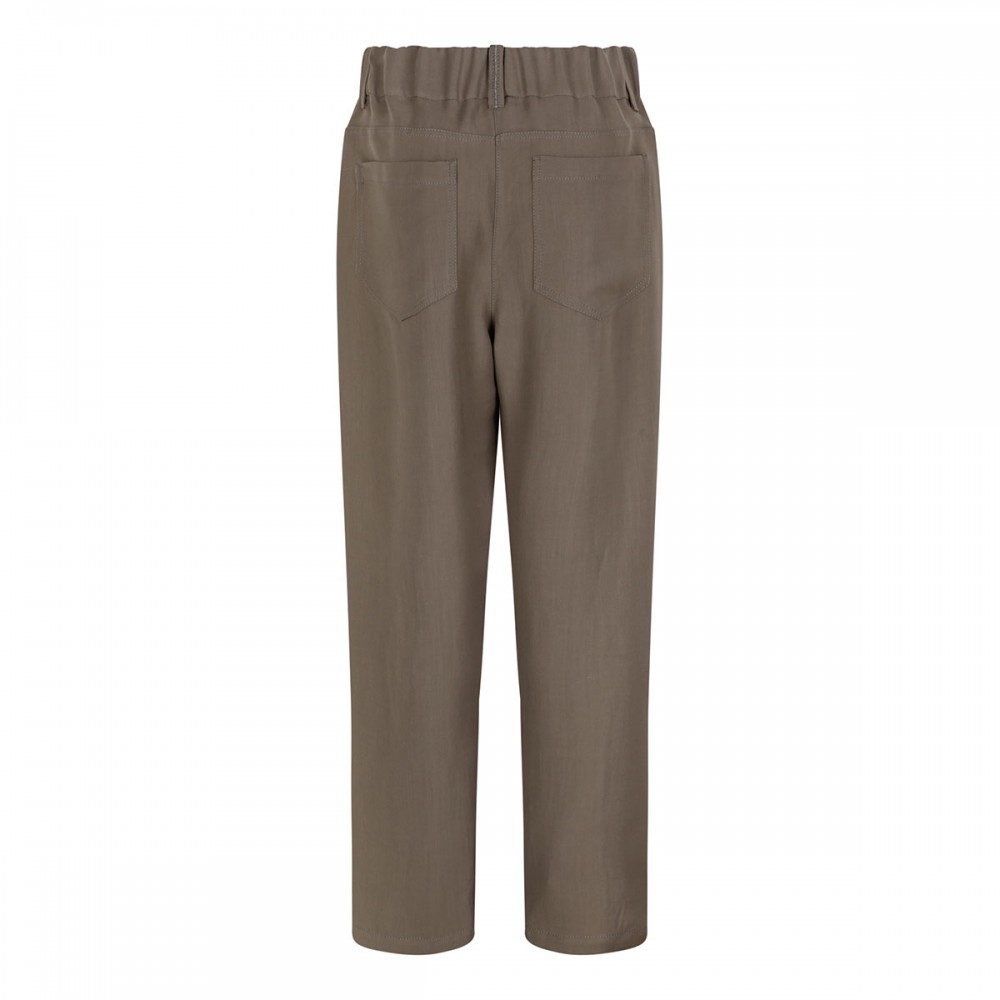 Twill baggy pants with monili