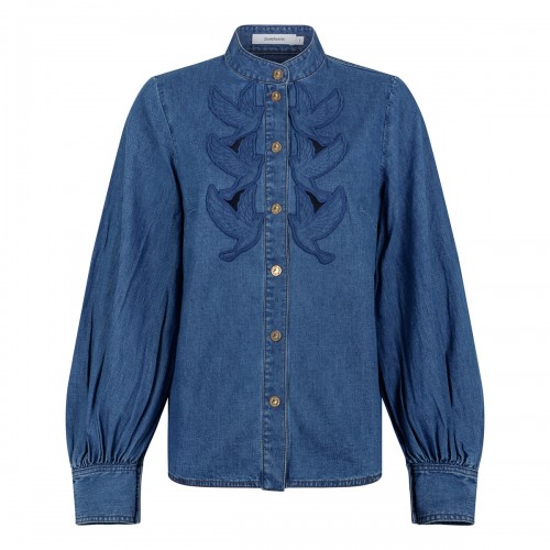 Denim applique shirt