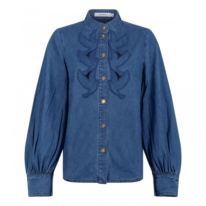 Denim applique shirt