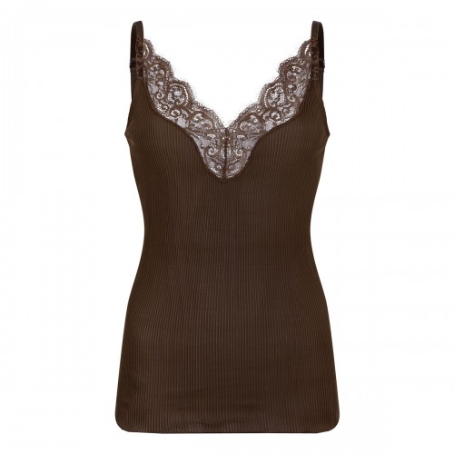 Lace silk jersey tank top