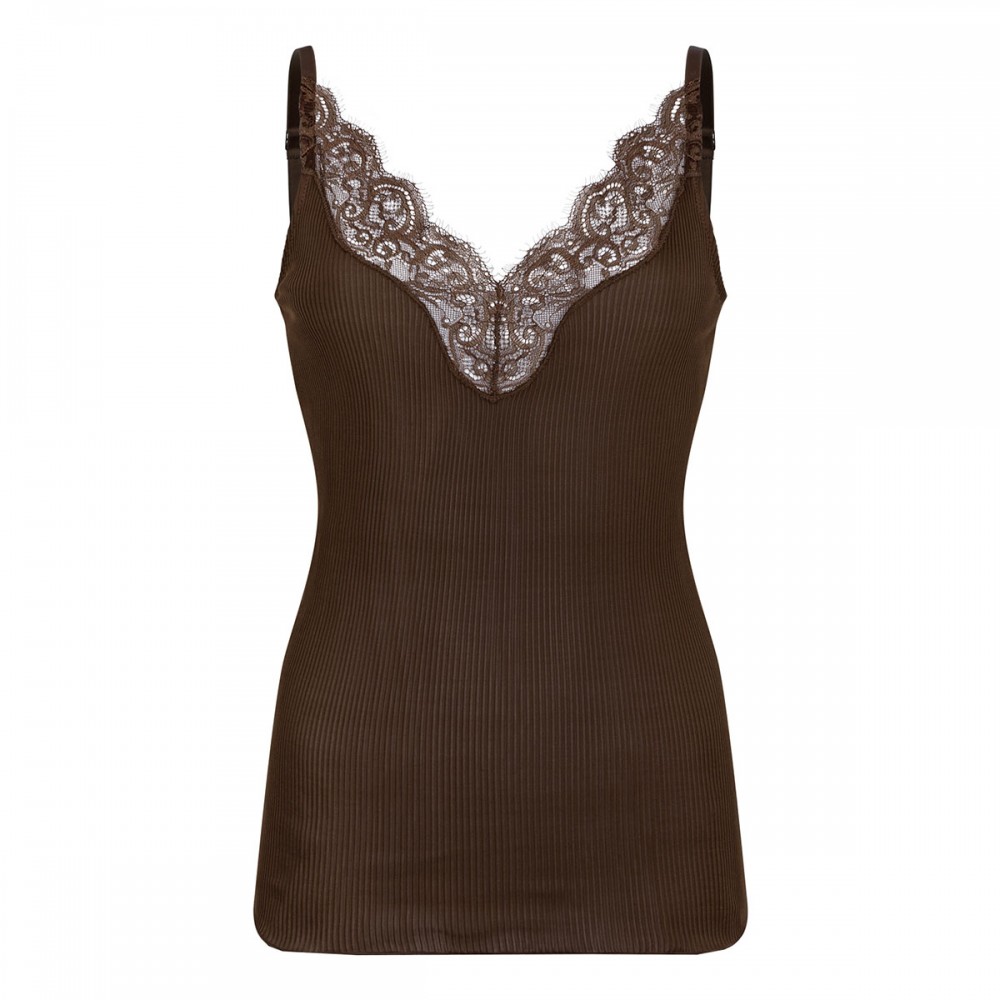 Lace silk jersey tank top