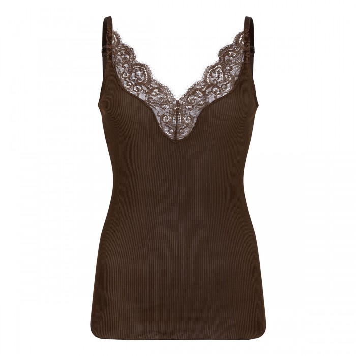 Lace silk jersey tank top