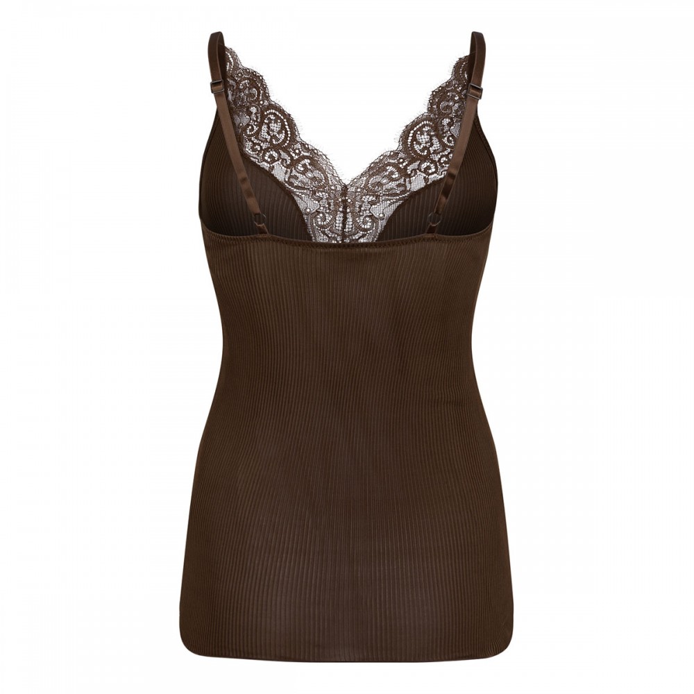 Lace silk jersey tank top