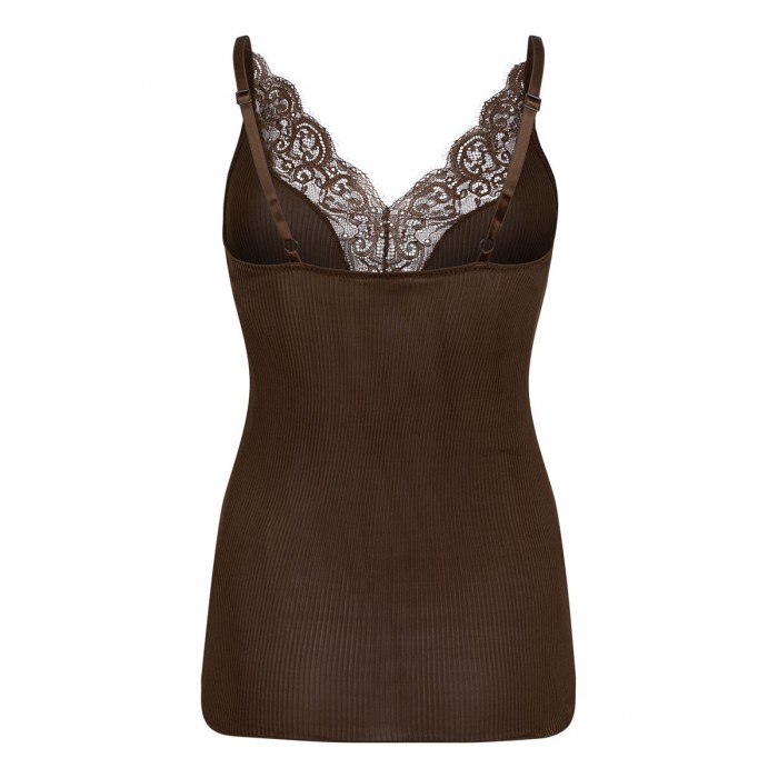Lace silk jersey tank top