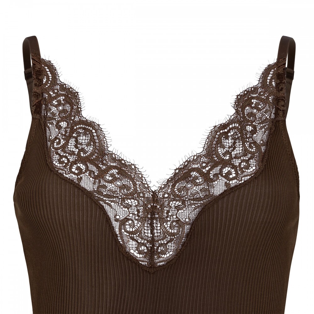 Lace silk jersey tank top