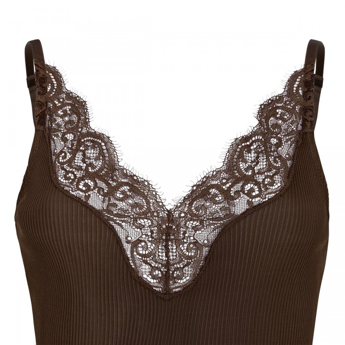 Lace silk jersey tank top