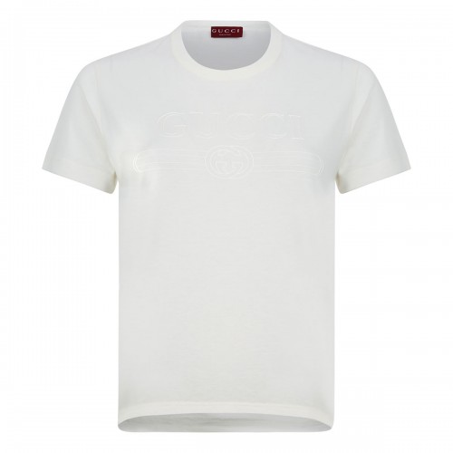 Ivory cotton jersey T-shirt