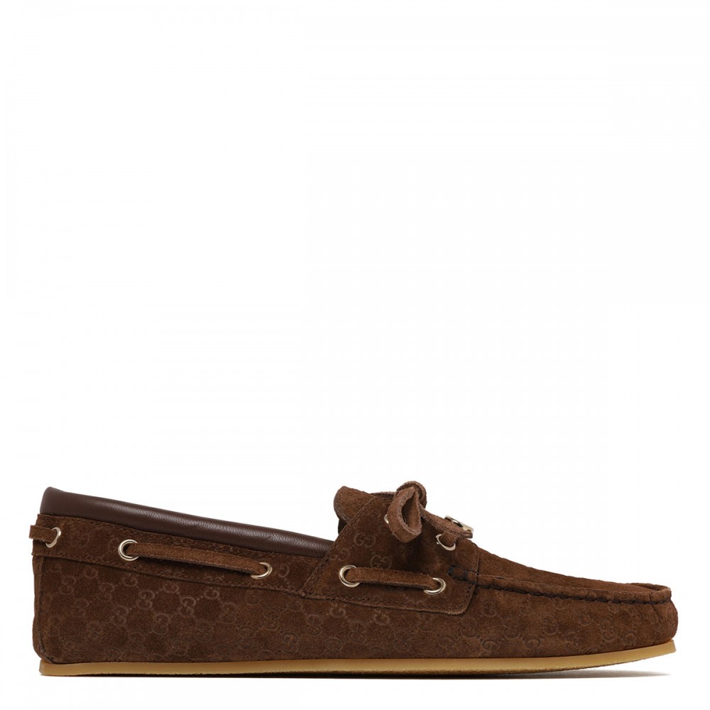 GG suede boat loafers