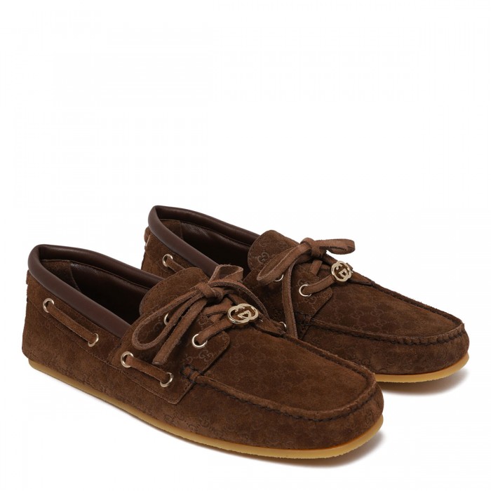 GG suede boat loafers