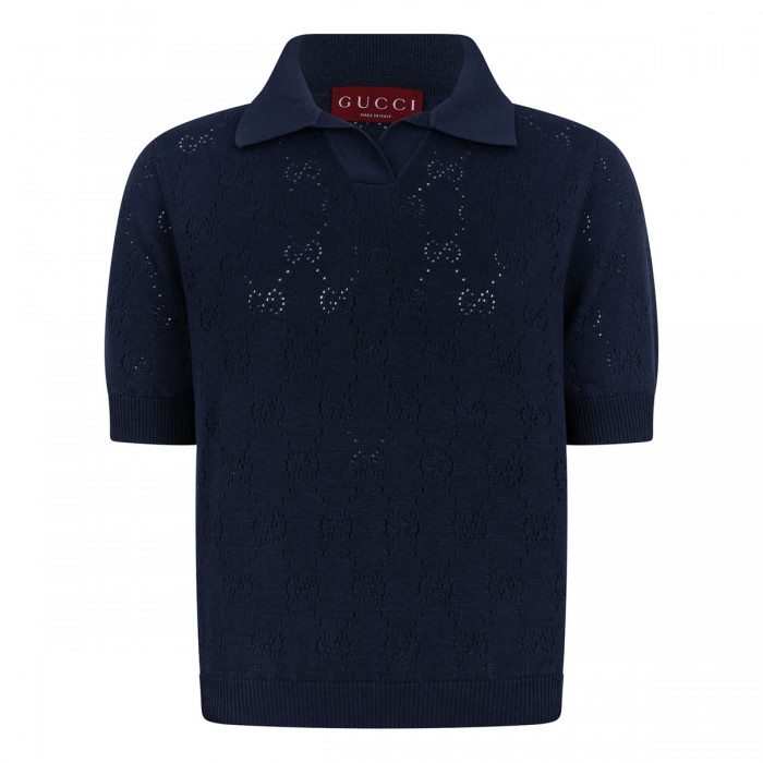GG pointelle cotton silk polo