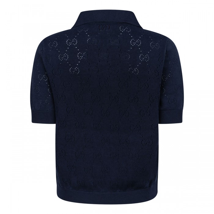GG pointelle cotton silk polo