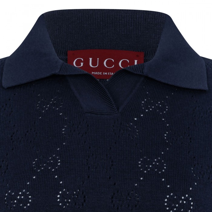 GG pointelle cotton silk polo