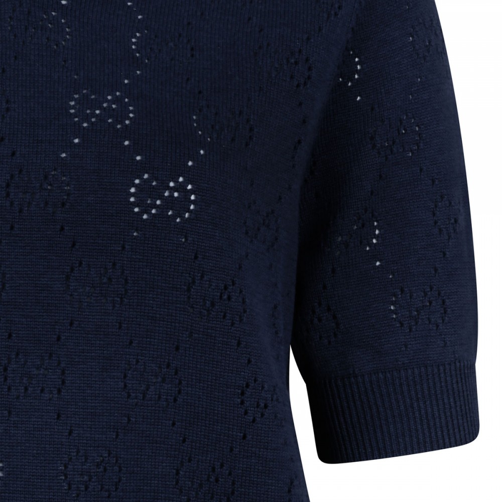 GG pointelle cotton silk polo