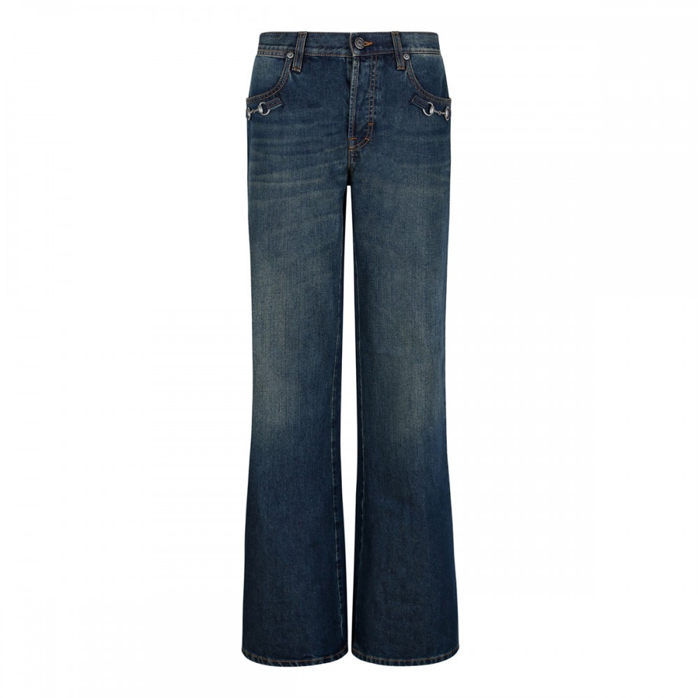 Horsebit denim jeans