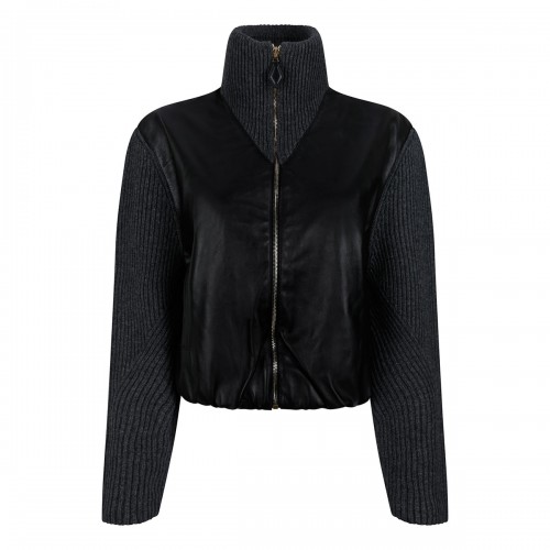 Varsity wool knit jacket