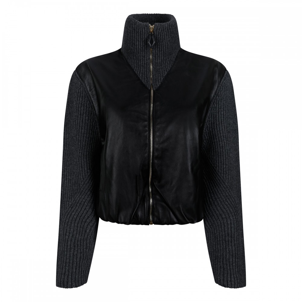 Varsity wool knit jacket