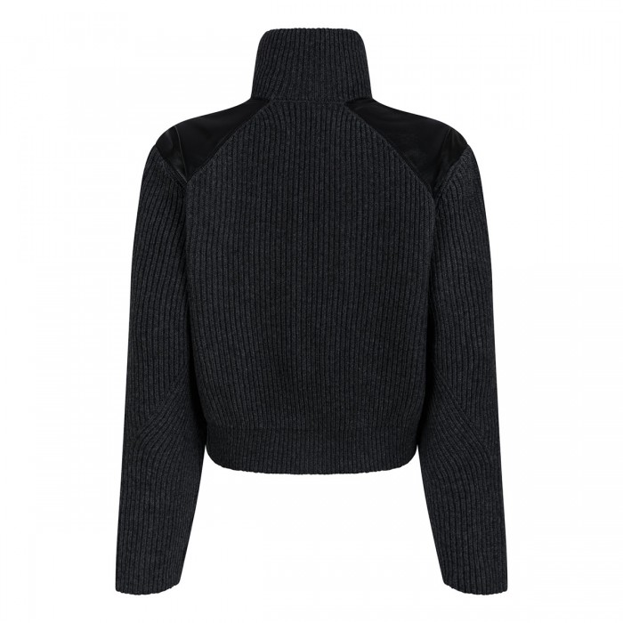 Varsity wool knit jacket