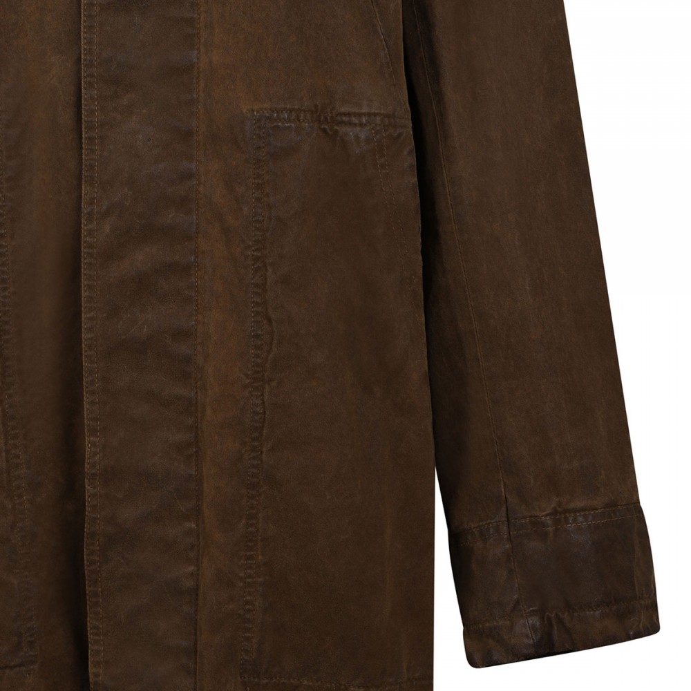 Brown waxed twill trench coat