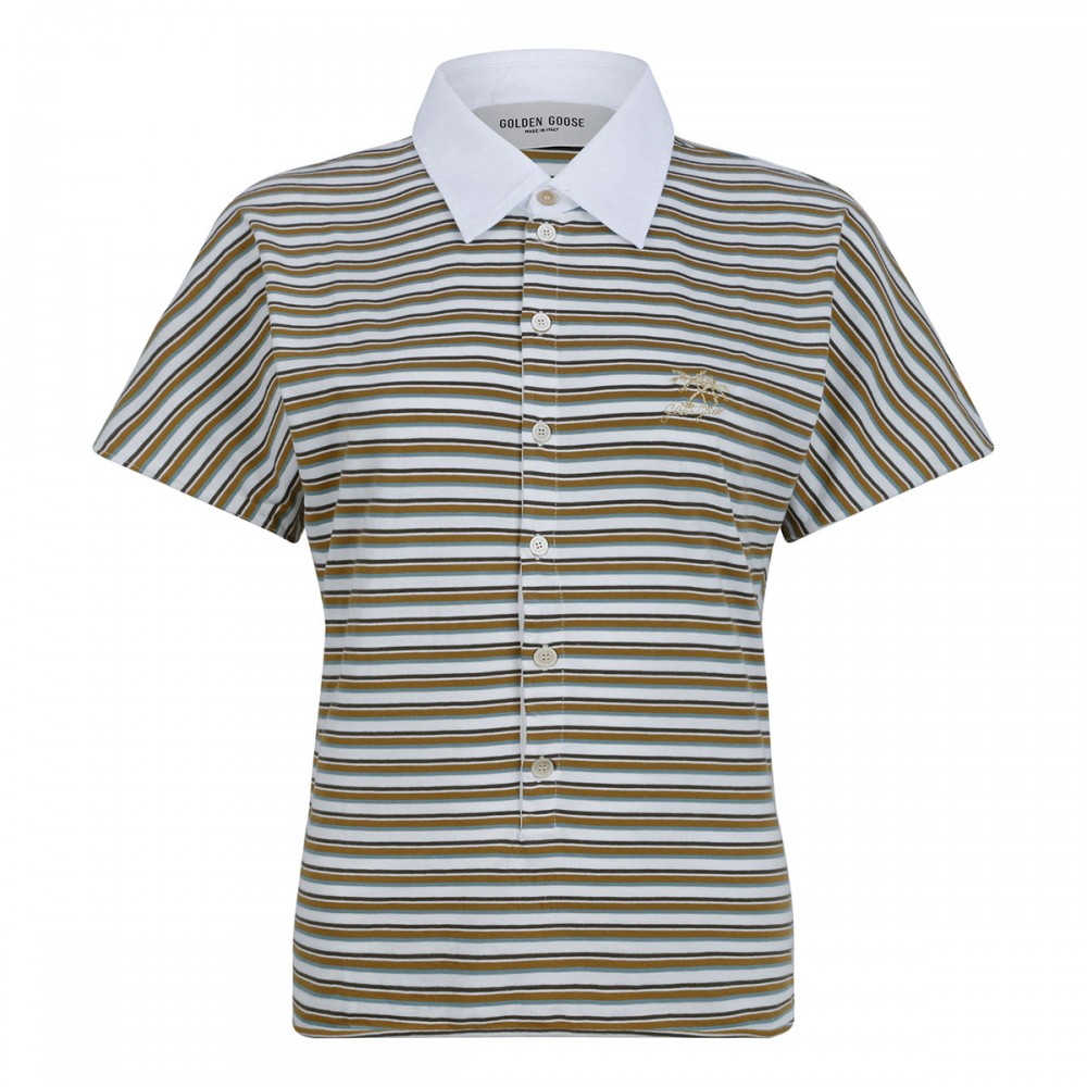 Striped jersey polo T-shirt