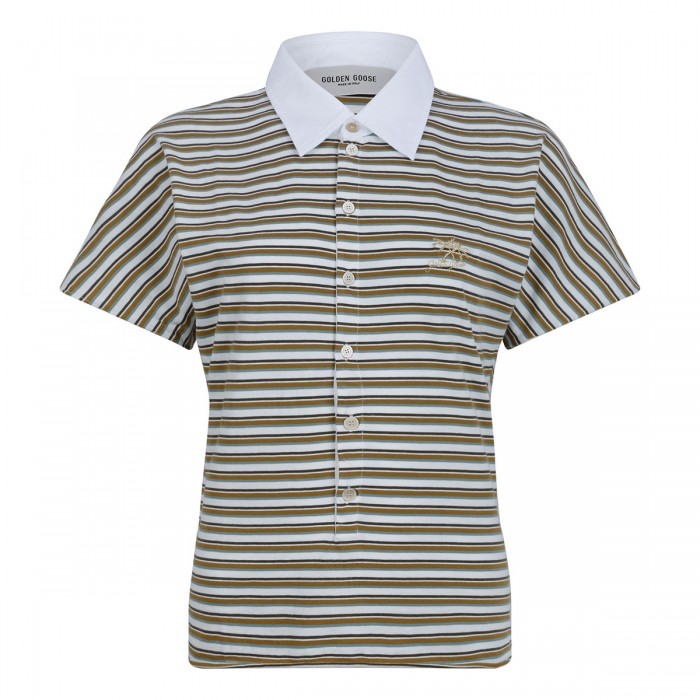 Striped jersey polo T-shirt