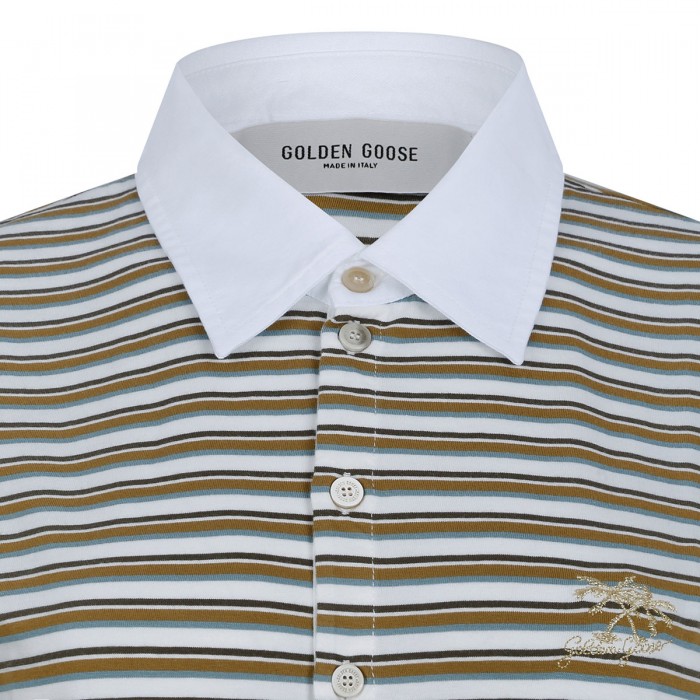 Striped jersey polo T-shirt