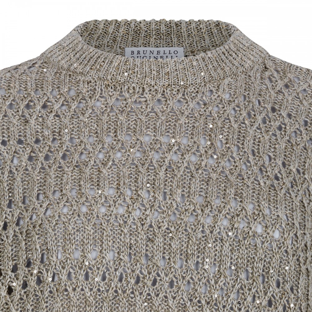 Open knit sequins sweater
