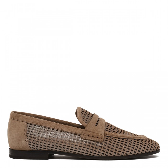 Net leather loafers