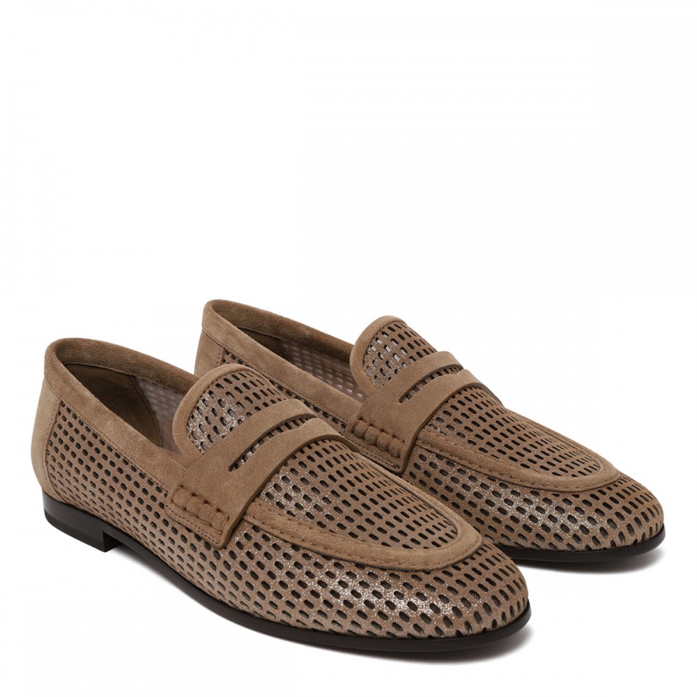 Net leather loafers