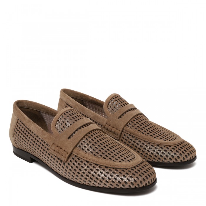 Net leather loafers