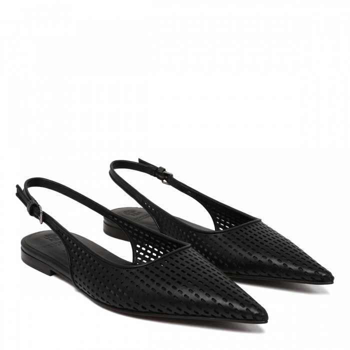 Net leather slingback ballerinas