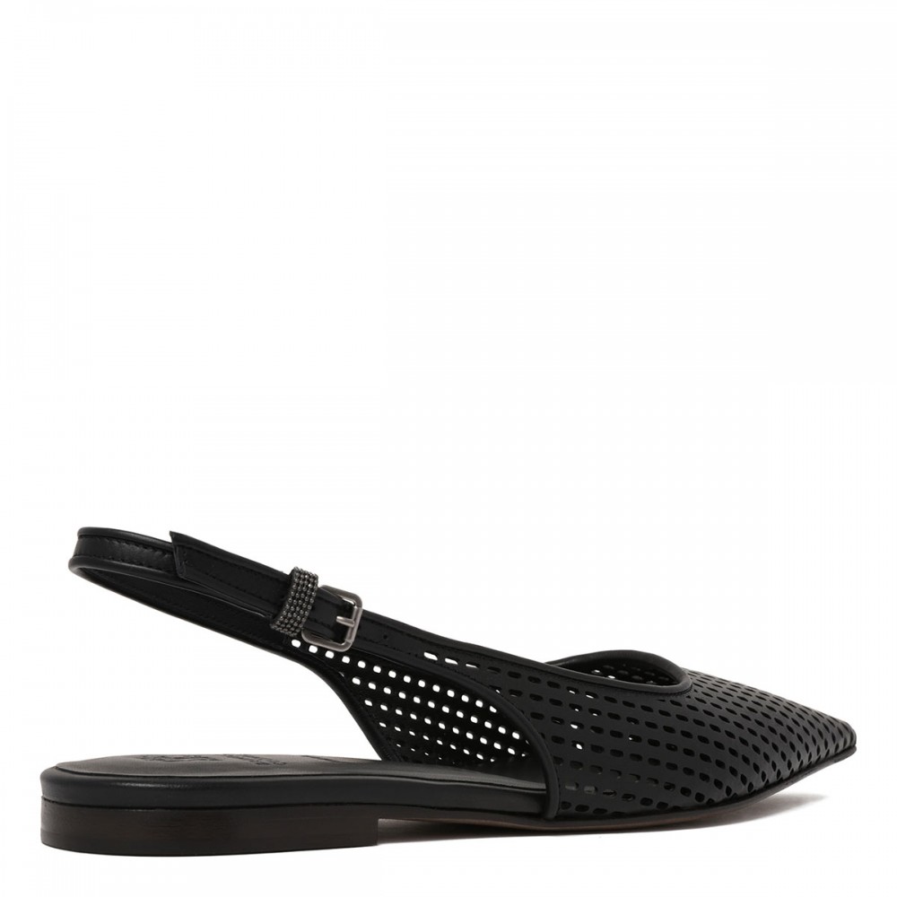 Net leather slingback ballerinas