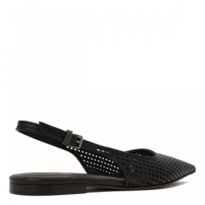 Net leather slingback ballerinas