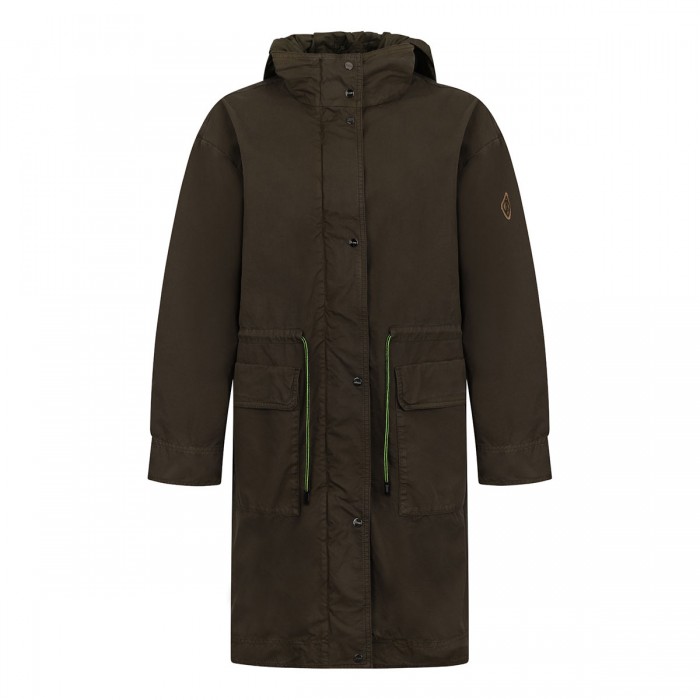 Military green cotton long parka
