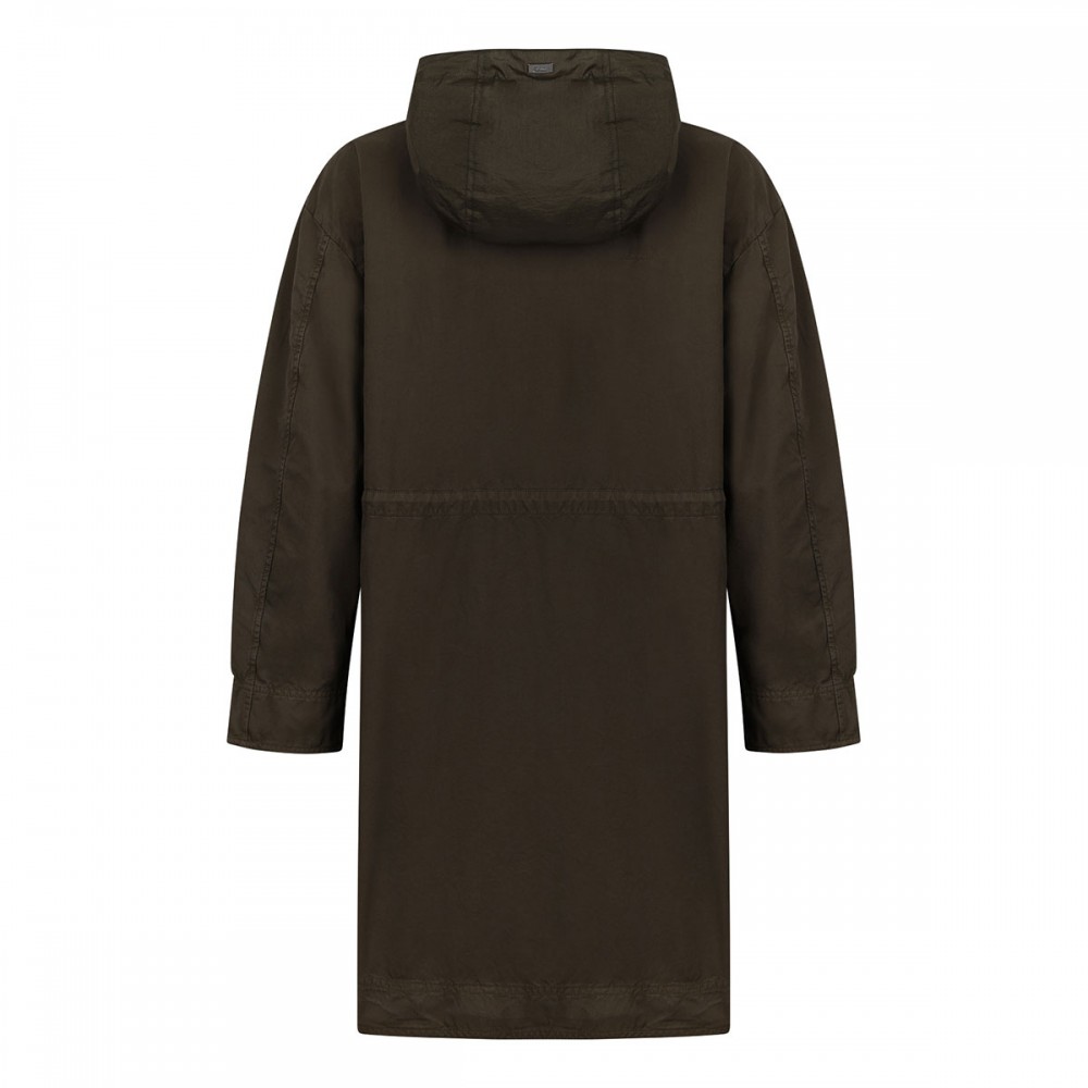 Military green cotton long parka