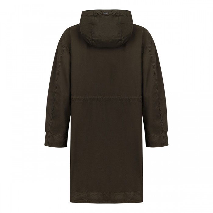 Military green cotton long parka