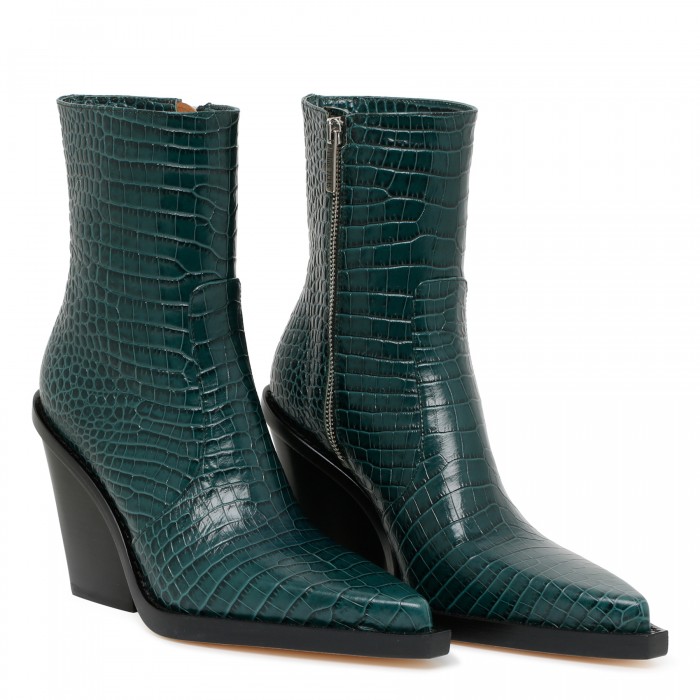 Rodeo croc-embossed leather booties