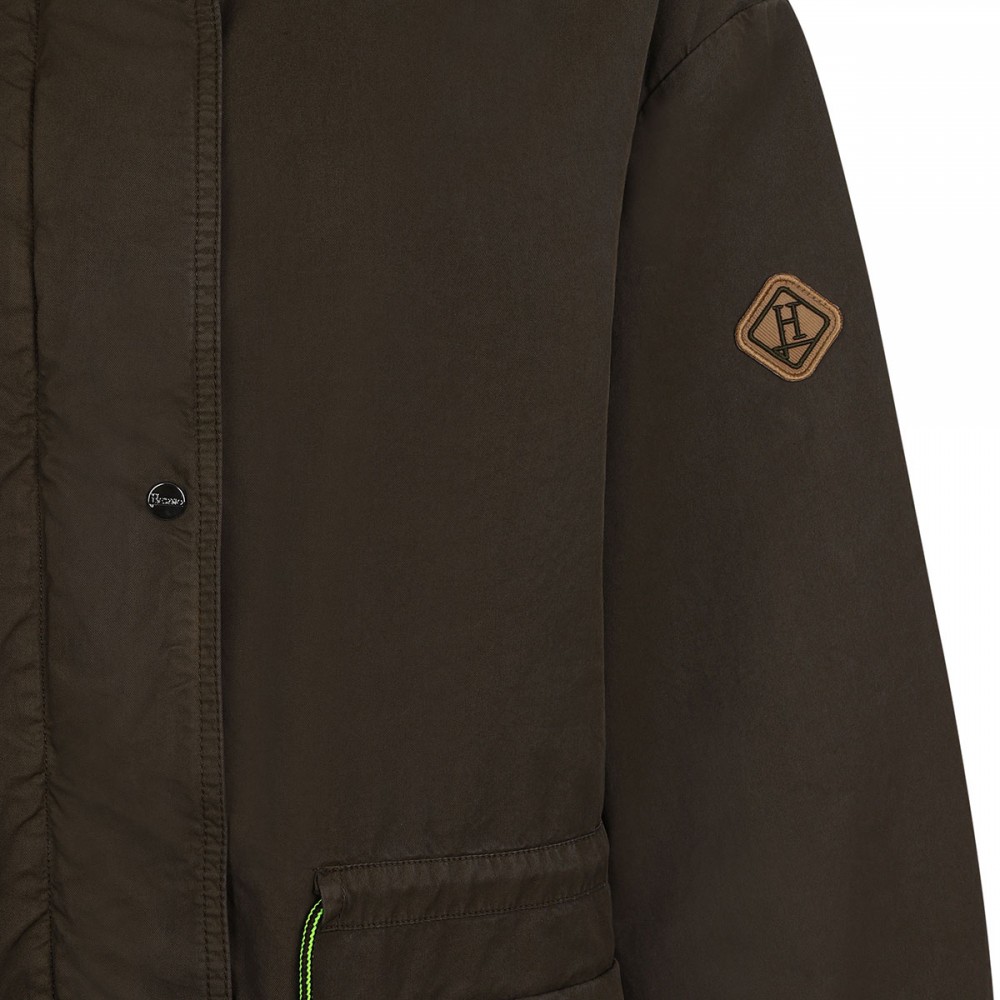 Military green cotton long parka