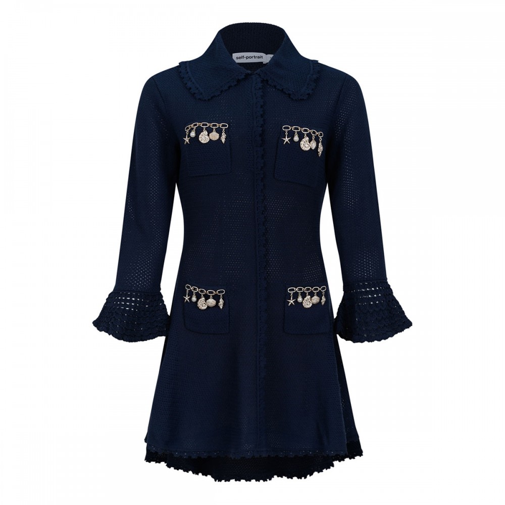 Shell embellished knit mini dress