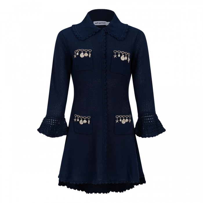 Shell embellished knit mini dress