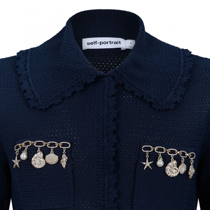 Shell embellished knit mini dress