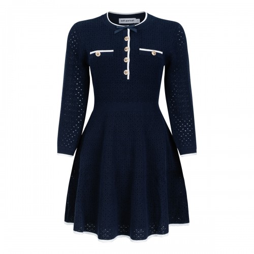 Navy bow knit mini dress