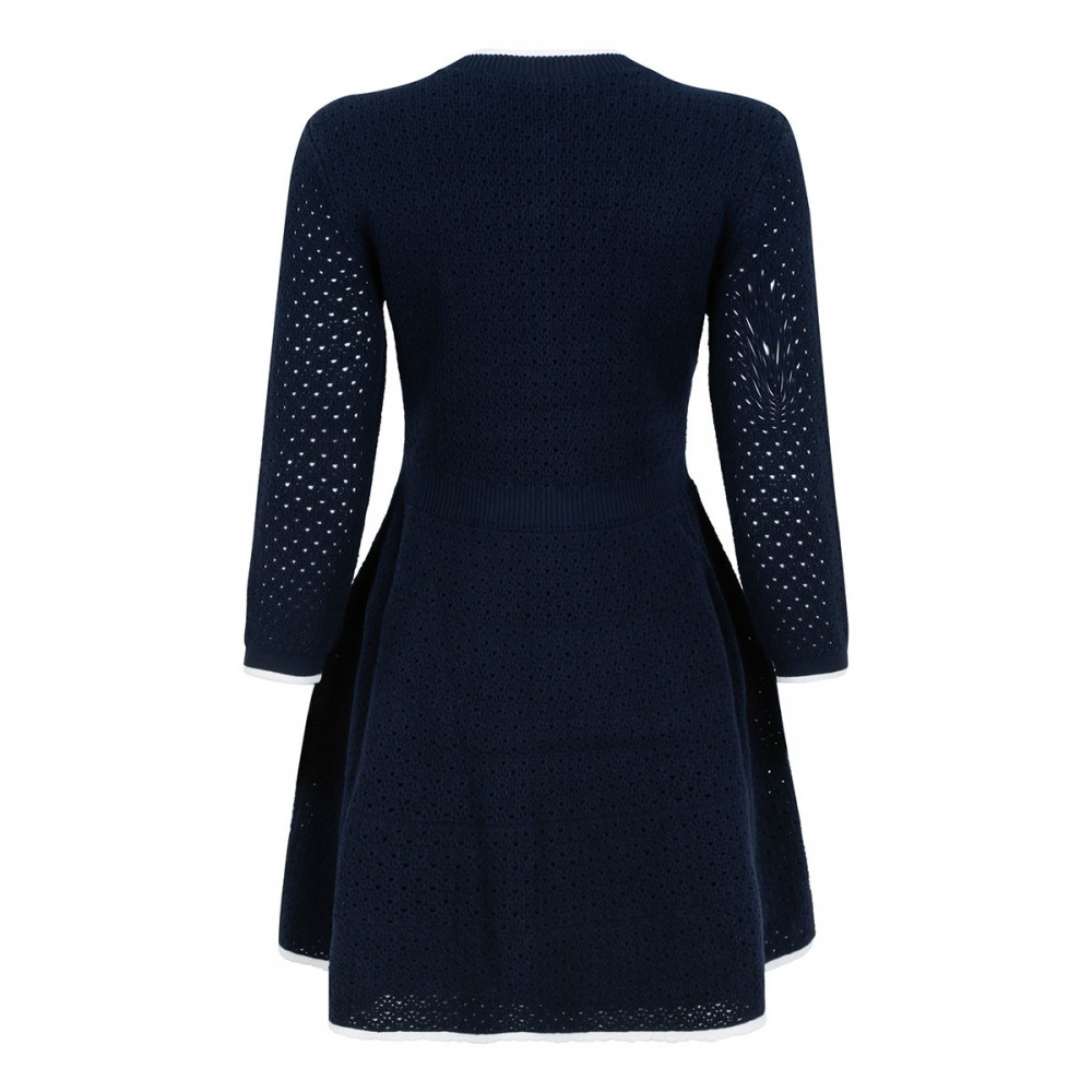 Navy bow knit mini dress