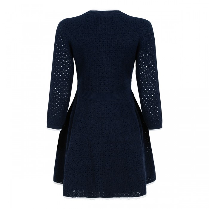 Navy bow knit mini dress