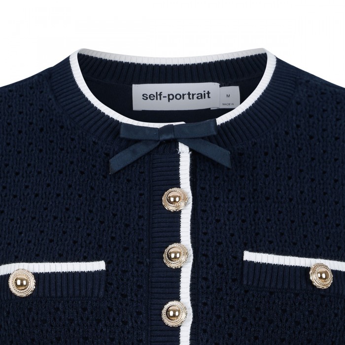 Navy bow knit mini dress