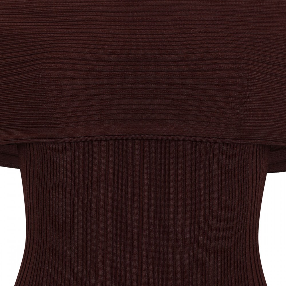 Burgundy knit lace insert midi dress