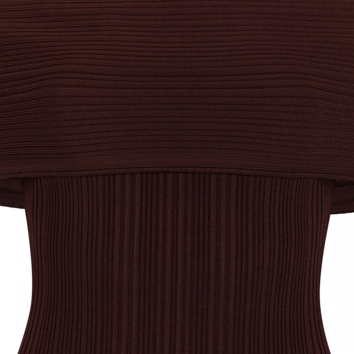 Burgundy knit lace insert midi dress