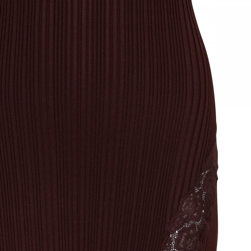Burgundy knit lace insert midi dress