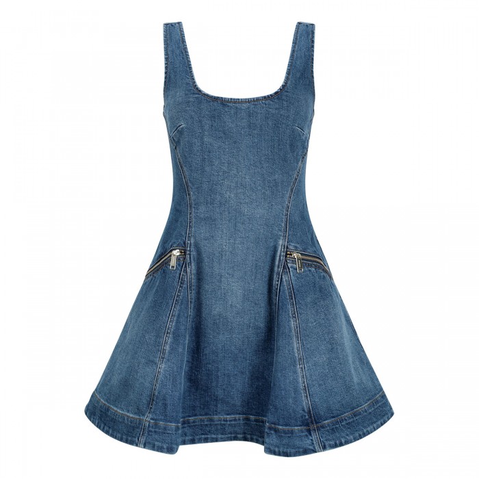 Denim flared mini dress