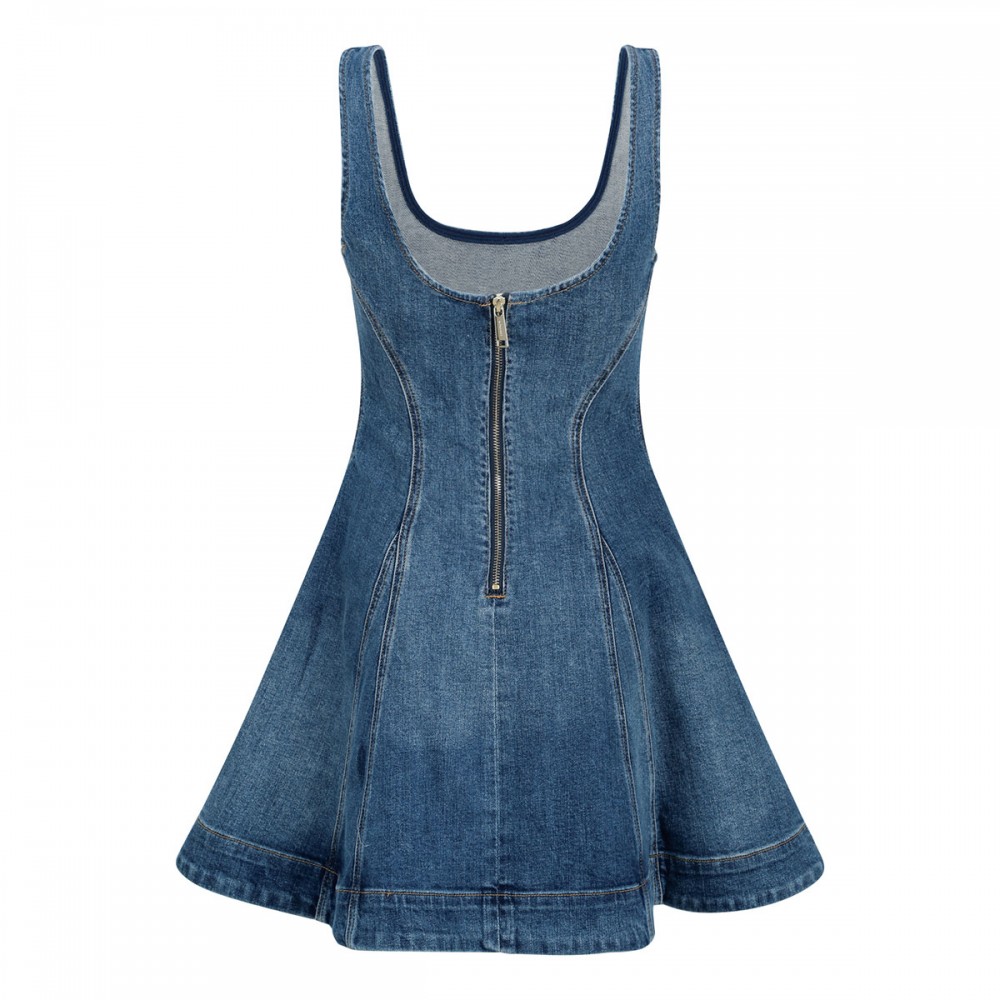 Denim flared mini dress